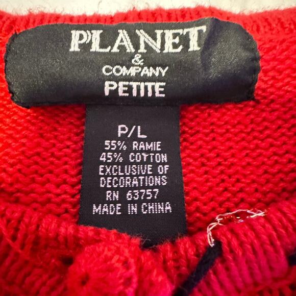 Planet & Company Petite SZ P/L Red Christmas Sweater with Sparkles and presents - Picture 5 of 6